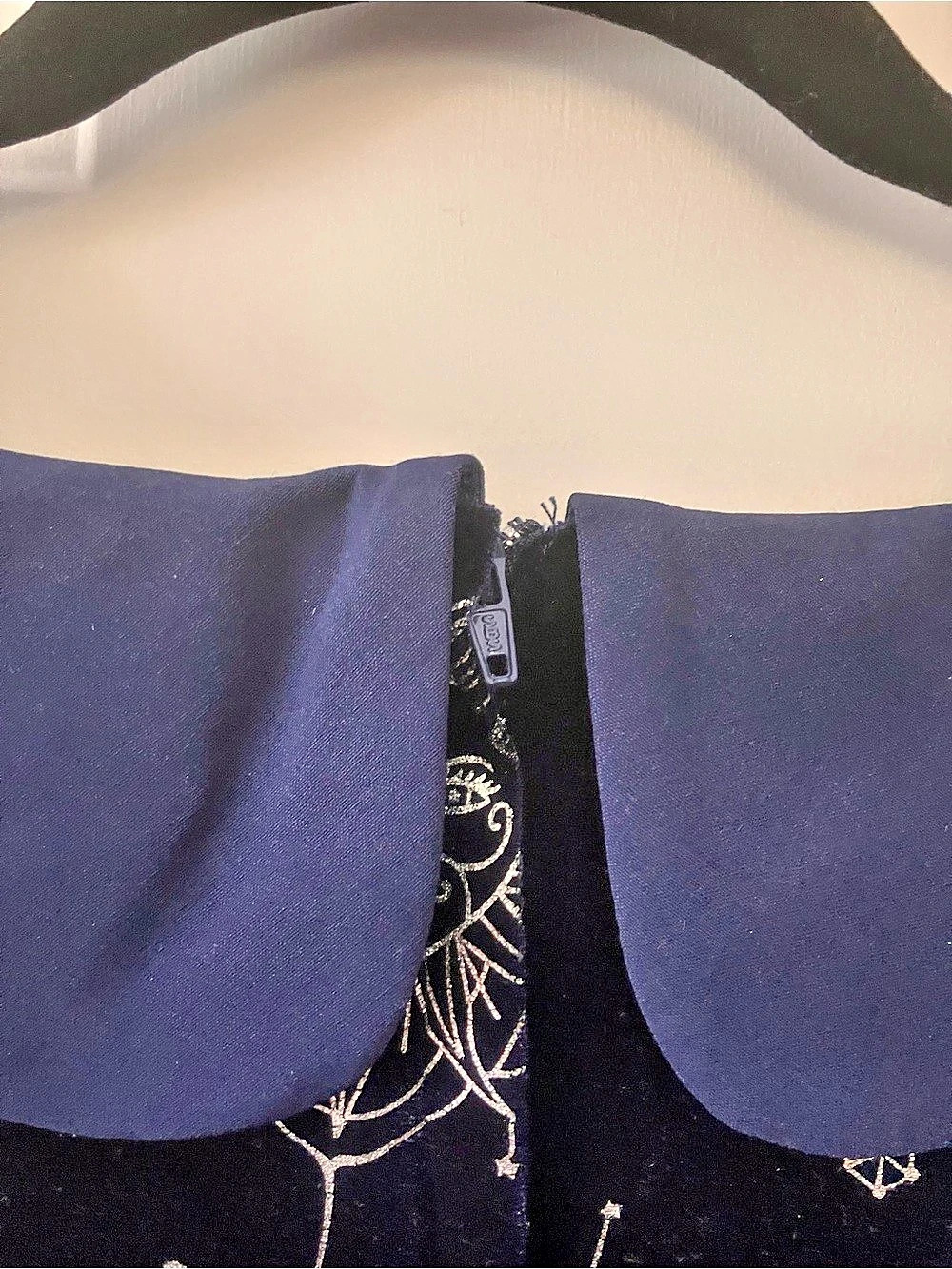 ModCloth x Collectif “Florence” Velvet Skater Dress in Navy and Silver - Picture 9 of 13